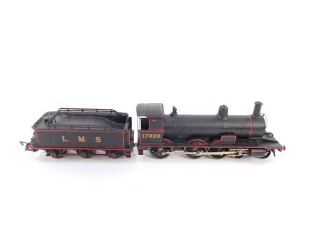 A kit built 00 gauge LMS locomotive, black livery with red trim, 4-6-0, 17926.