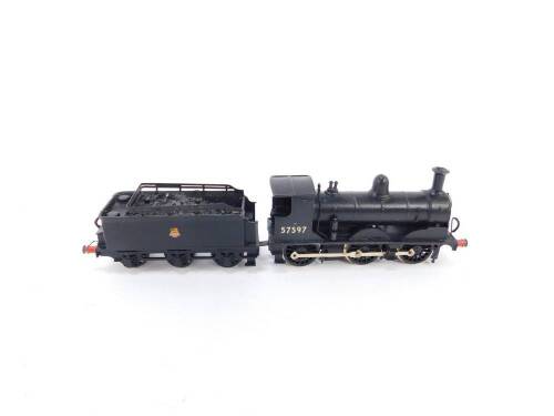 A kit built 00 gauge 3F-J Class locomotive, BR black livery, 0-6-0, 57597.