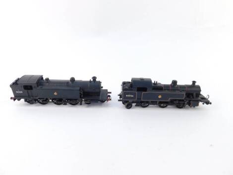 A kit built 00 gauge 4P-J Class locomotive, BR black livery, 4-6-2, 55350, and a 3P-A Class locomotive, black livery, 2-6-2, 40056.