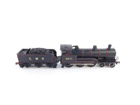 A scratch built 00 gauge locomotive, LMS black livery, 4-6-0, 5671.