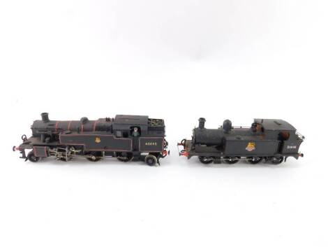 Two kit built 00 gauge tank locomotives, BR black livery, 2-6-2, 40095, and 6-2-0, 51616.