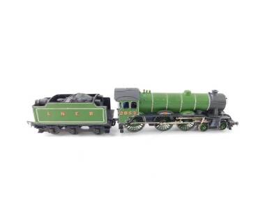 A kit built 00 gauge locomotive Huddersfield Town, LNER green livery, 4-6-0, 2853.