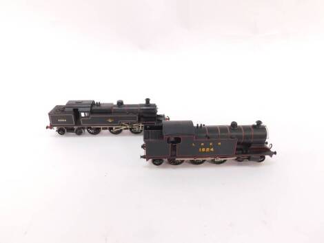 Two kit form 00 gauge locomotives, LNER black livery, 4-6-2, 1524, and BR black livery, 2-6-4, 42424.