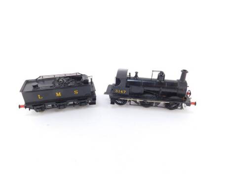 A kit built 00 gauge locomotive, LMS black livery, 0-6-0, 3147.