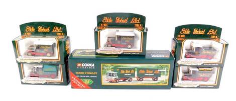 A Corgi Eddie Stobbart AEC Truck and Trailer, 25th Anniversary, 97369, together with five Eddie Stobbart Limited Motoring Memories vintage trucks, all boxed. (6)