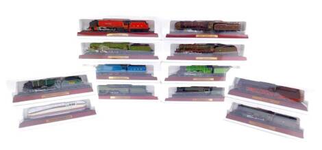 Chinese static models of locomotives, boxed, including SNB 12 Class., King Class GWR., KLM Mountain Class., and School's Class 20SR. (12)