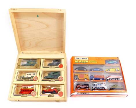 A Matchbox die cast ten pack starter collection, boxed, together with a Lledo Days Gone By. (2)