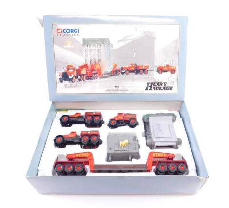 A Corgi Classics Heavy Haulage Set, comprising Wymns Diamond T Ballest (X2) 24 Wheel Trailer with Boiler Load and Scammell Highway Ballast, 31009, boxed