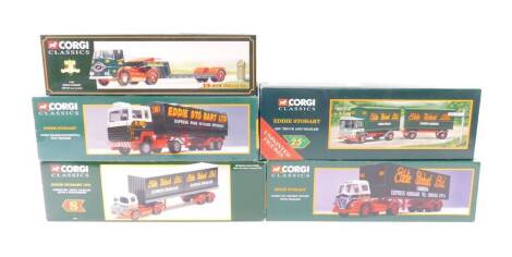 Corgi Classics Eddie Stobart trucks and trailers, Classics Series, boxed, comprising 97369, 11601, 14301, 23101, and 13601.