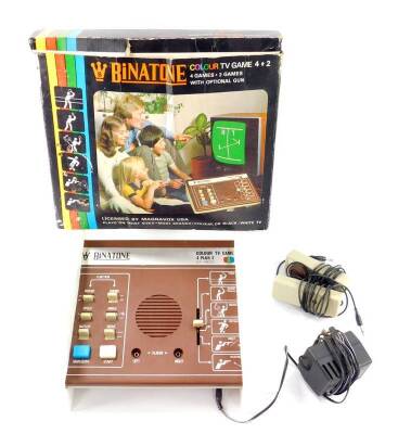 A Magnavox Binatone colour TV game, Four plus Two, boxed.