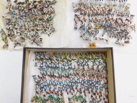 Various 20thC lead soldiers, French, various Regiments, Napoleonic style, some in white jackets, with orange trim holding rifles, 5cm H, etc. (qty)