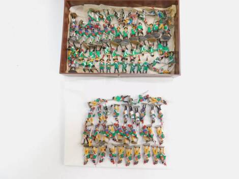 Various 20thC lead soldiers, Napoleonic Regiments, various, some in blue, white and green, others in yellow, green and black, 3.5cm H. (qty)