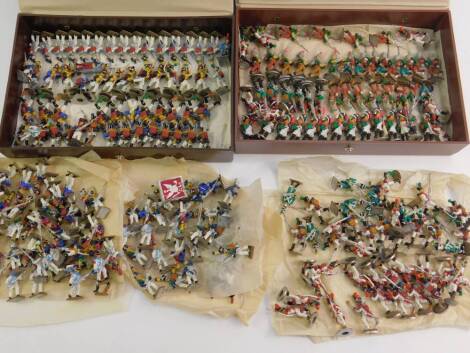 Various 20thC lead soldiers, Napoleonic type, some in white and red dress holding rifles, 4cm H, others in green, etc. (qty)