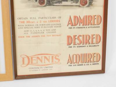 A framed and glazed poster for Dennis Contracts Limited, 30cwt and 2 ton lorries, framed and glazed. - 3