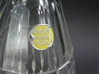 A John Walsh Kendall pattern crystal decanter and stopper, designed by William Clyne Farquharson, etched mark to underside and paper label, 29cm H. - 2