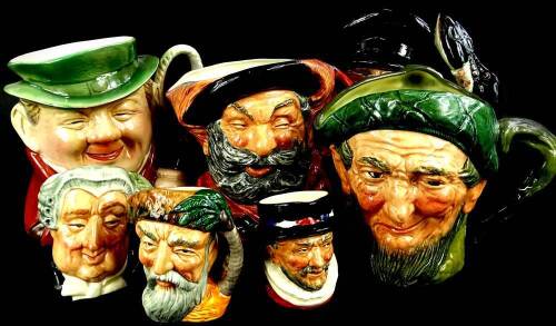 A collection of character jugs, to include a large Royal Doulton lobster man, another Auld, Mac, and a Beswick Tony Weller etc.