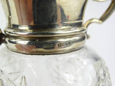 An Edwardian cut glass and silver mounted vase, with two scroll shaped handles and a domed foot, loaded, Birmingham 1907, 8¾oz gross, 17cm H. - 2