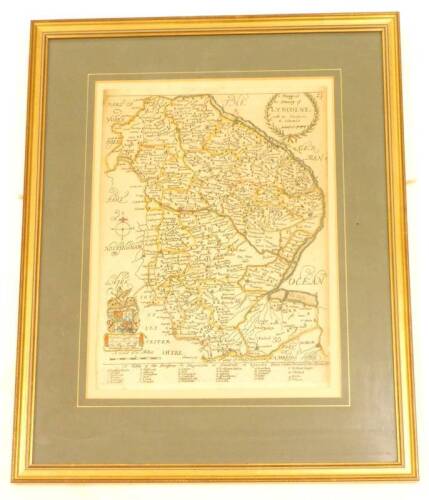 After Blome. County Map of Lincolnshire, bearing date 1673, 28cm x 20cm.