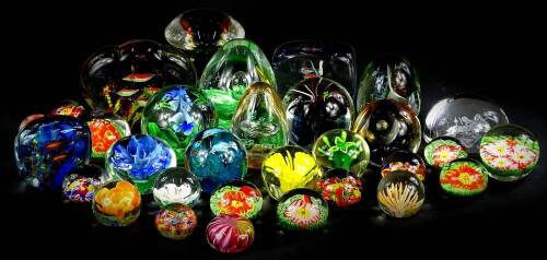 A collection of mainly Murano style and other paperweights (1 tray).