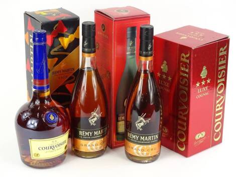 A collection of Cognac, to include Remy Martin, VSOP, Courvoisier, Three Star Luxe etc. (6).