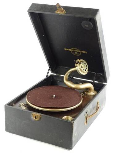 A Columbia black portable gramophone (AF).