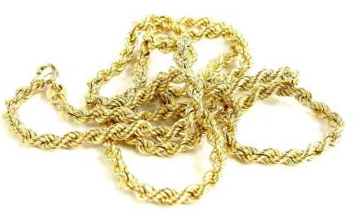 A 9ct gold rope twist chain, 60cm long overall, 5.9g all in.