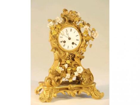 A late 19C gilt metal mantel clock by Marti