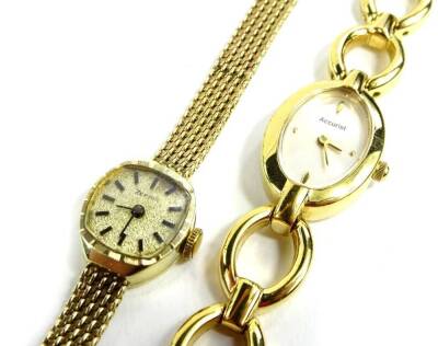 Two ladies wristwatches, to include a Zephir ladies wristwatch, with articulated bracelet, yellow metal, marked 585, 13.8g all in, and an Accurist gold plated ladies wristwatch. - 3