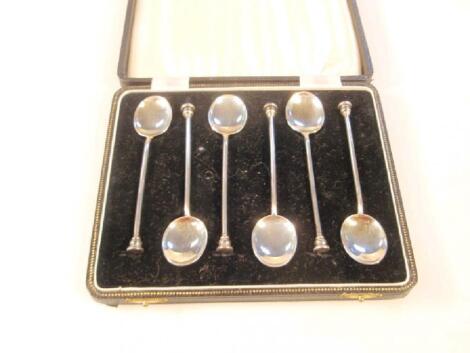 A set of six silver coffee spoons