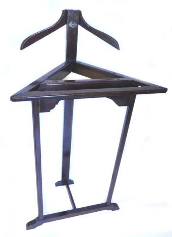 An unusual Compactom brand corner and gentleman's suit stand, on trestle type supports, 58cm W. Provenance: The property of Joan Stephenson, Kirkwood, North Church Walk, Newark, Nottinghamshire.