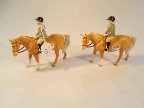 Beswick, Boy on Pony, a pair, No 1500, Palomino gloss