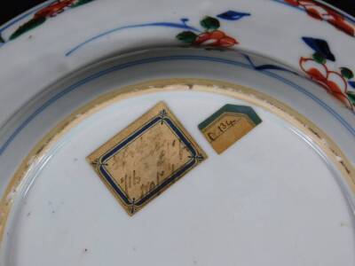 A Chinese famille verte porcelain dish, decorated with centre vase of flowers, with an inner border of flowers panels and green stippled ground and a outer border of bianco sopra bianco flowers, 22cm Dia. - 3