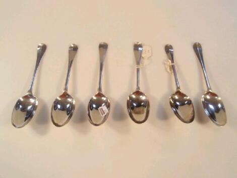 Six George I silver tablespoons