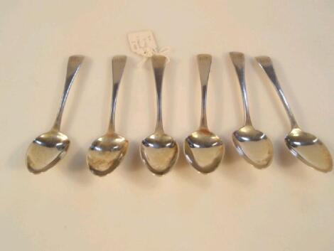 Six George I silver teaspoons