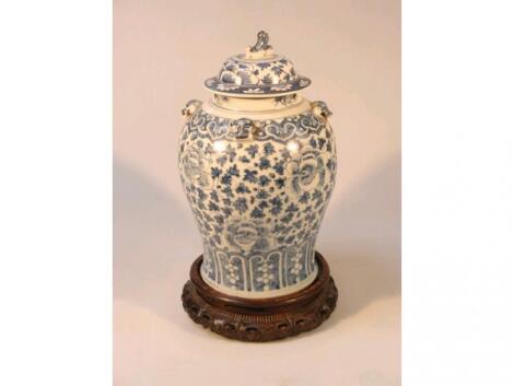 An 18thC Chinese blue and white baluster vase