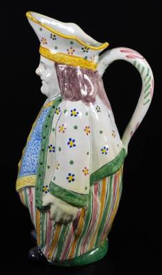 A French faience Toby jug decorated in bright colours, c.1900. 28cm H. - 4