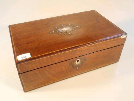 A Victorian walnut writing box