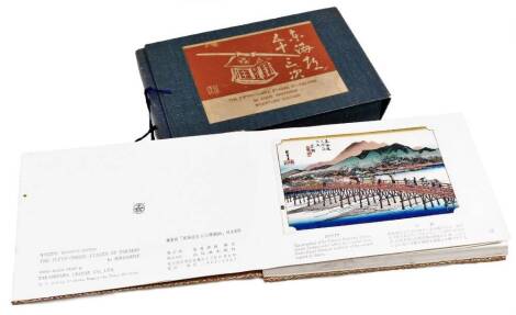 Hiroshige (Ando). The Fifty-Three Stages of Tokaido miniature edition concertina action, in pressed outer boards, 20cm W.