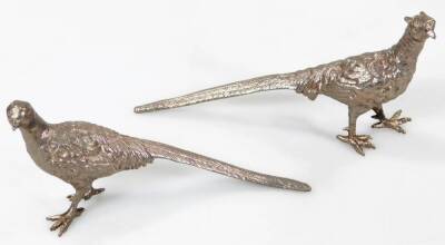 Two Elizabeth II silver pheasants, one with wings outstretched, London 1963, etc, 8½oz, two plated pheasants and four plated sprit labels. (8) - 5