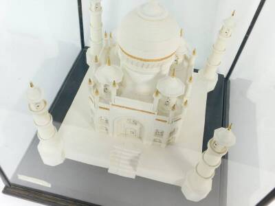 A scale model of the Taj Mahal, crafted out of sugar at the British Sugar Corporation, raised on a black base, within a glazed display cabinet, cabinet measures 59cm H, 51cm W, 52.5cm D. - 2
