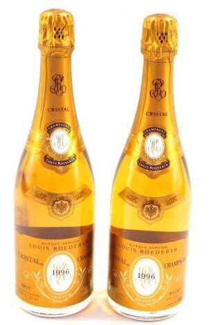 Two bottles of Louis Roederer Champagne 1996.