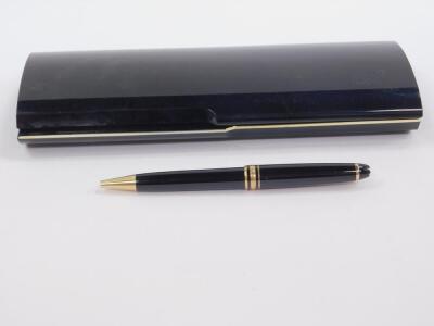 A Mont Blanc Meisterstuck ballpoint pen, black cased, boxed.