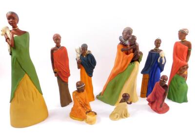 Soul Journeys figures, comprising Massai, Ol' -Ayioni, Keeper of Fortune, limited edition 1017/4500, Diallo - Heart of a Lion, Mashavu - A Sister's Care, Badawi - Nomadic Spirit, Mayasa - Worthy of Respect, Massai Etanakita Mother's Touch, limited edition