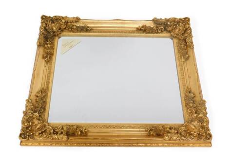 A Roma gilt rectangular wall mirror, inset bevelled glass, 79cm H, 69cm W.