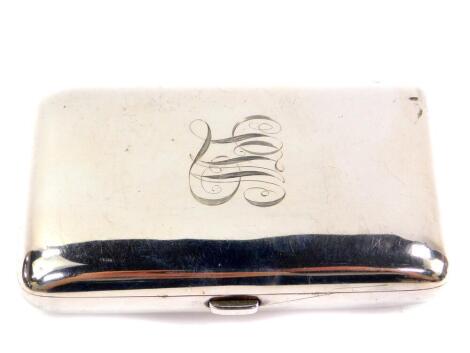 An Edward VII silver cigar case, monogram engraved, Goldsmiths & Silversmiths Company Ltd, London 1901, 5.41oz.