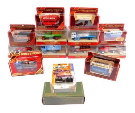 Matchbox Models of Yesteryear die cast vintage lorries trucks and buses, all boxed. (14)