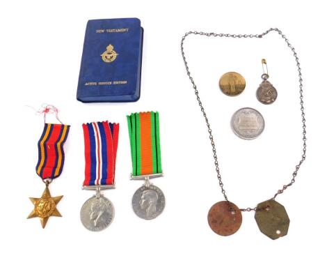 Three WWII medals to C J Baylis RAF, comprising 1939-45 and Defence Medals, and Burma Star, together with his New Testament Active Service Addition, two Bread Baking medals, and a Silver Rugby Medal. (qty)