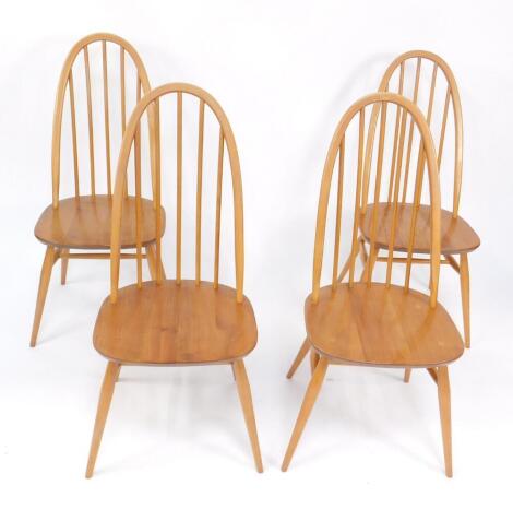 A set of four Ercol Windsor Quaker beech and elm single dining chairs, No 365.