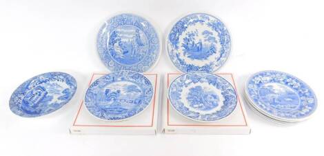 Spode Blue Room Collection blue and white plates, bread plates, and a Copeland Spode Italian bowl. (9)