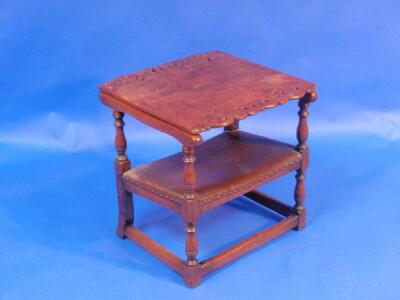 A Jacobean style oak folding monks chair/table - 2